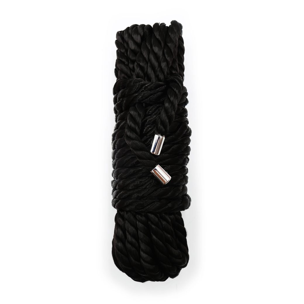 Sex toys 20 meters of black silk rope with a metal head